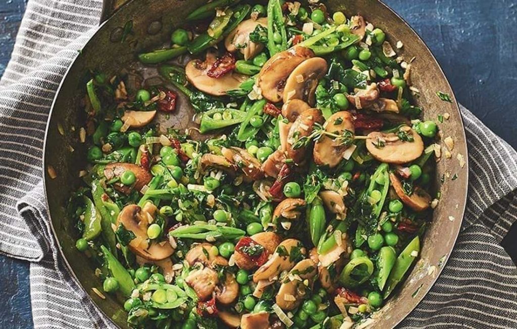 Herby mushrooms and greens Herby mushrooms and greens