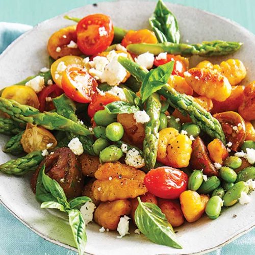 One-pan goat’s cheese and vegetable gnocchi